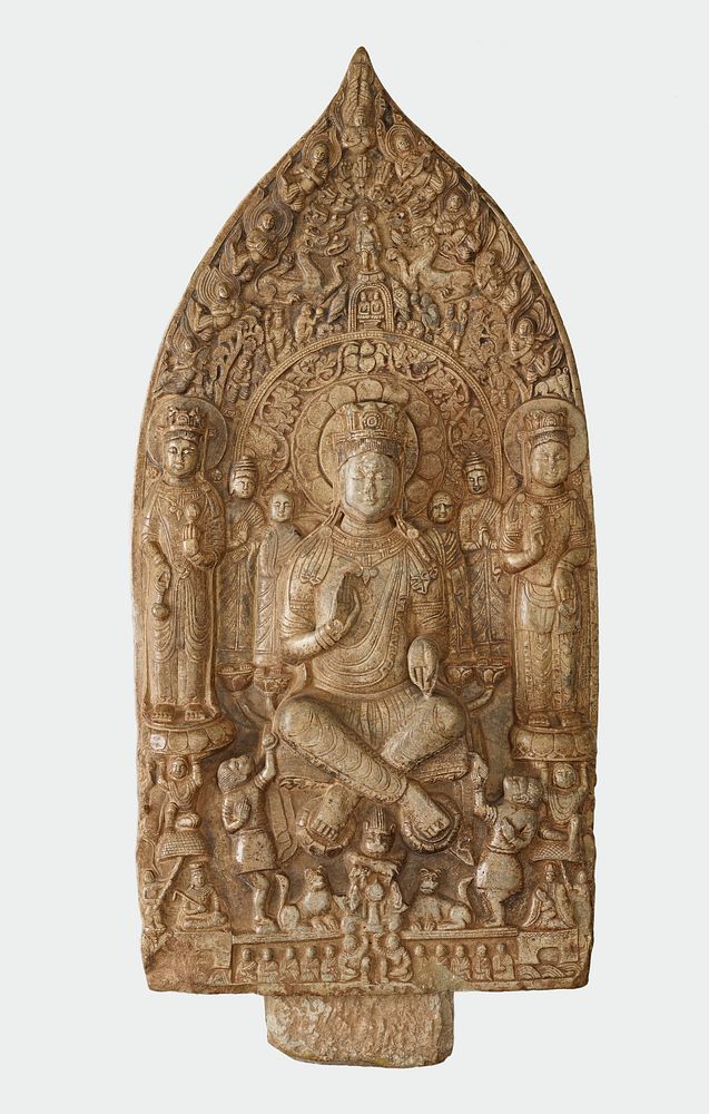 Stele with Bodhisattva Maitreya (Mile); reverse with Buddha Vairochana (Pilushena)
