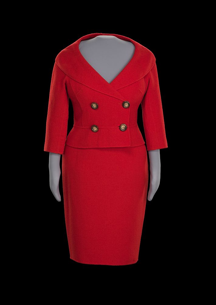 Red suit worn by Oprah Winfrey during the car giveaway on The Oprah Winfrey Show, National Museum of African American…