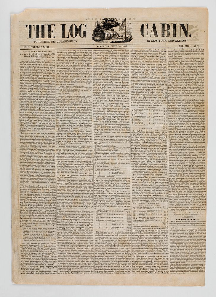 Newspaper, "The Log Cabin", 1840