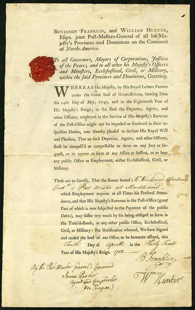 Broadside issued by Franklin and Hunter