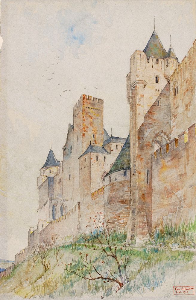 Battlements of Carcassonne, France, Cass Gilbert