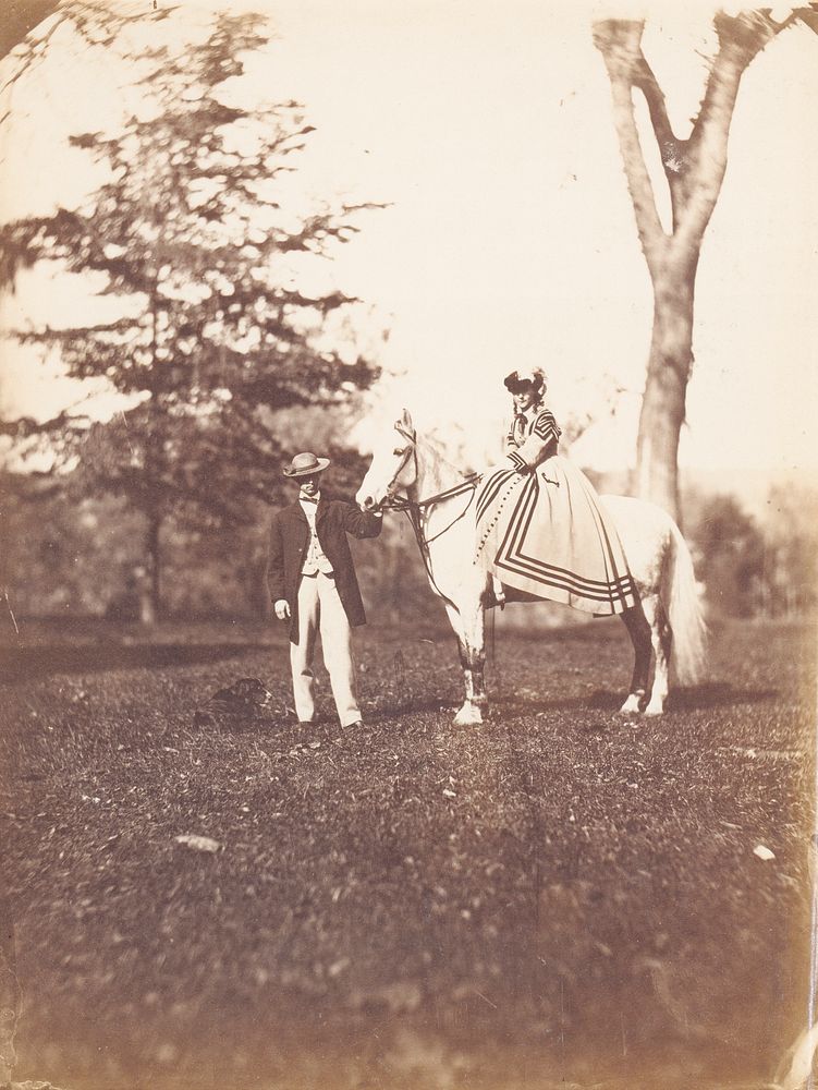 Mary Pierrepont on Silvertail with R. Stuyvesant and Dog