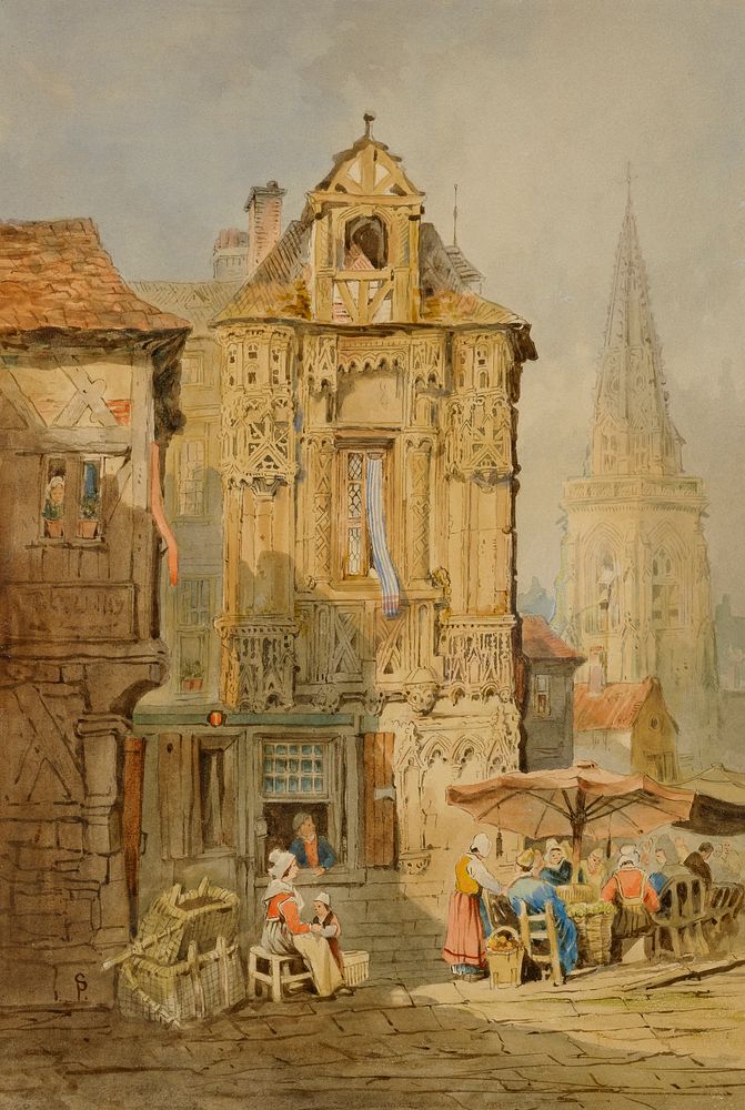 Marketplace at Bruges, Samuel Prout