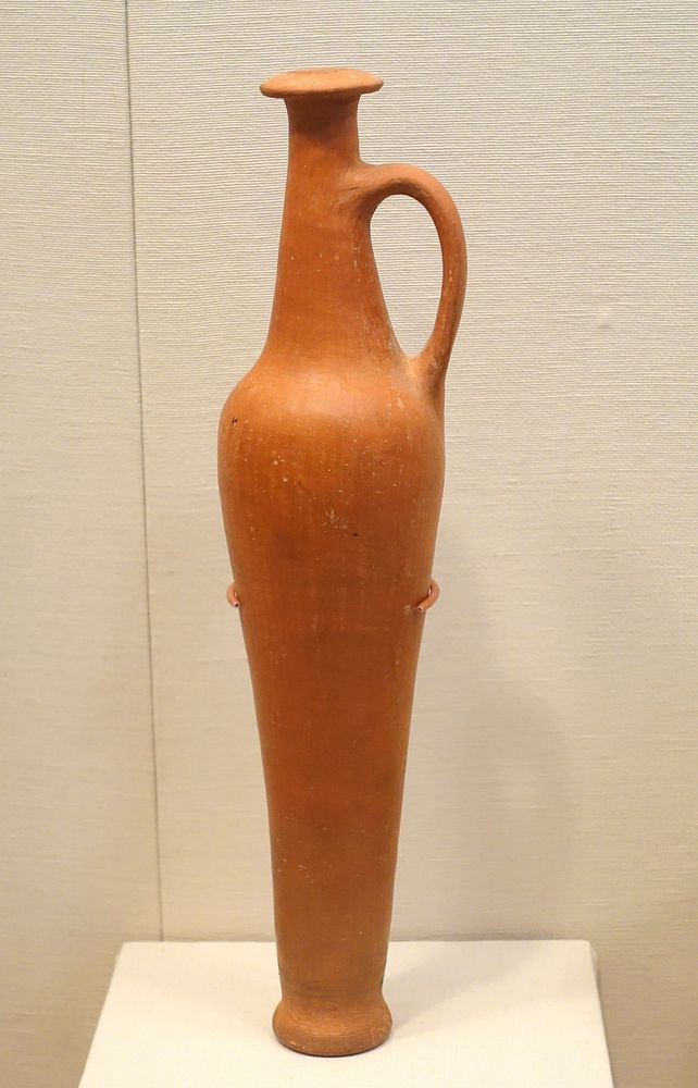 Red-lustrous ware spindle bottle in the Oriental Institute Museum, University of Chicago, Chicago, Illinois, USA. This work…