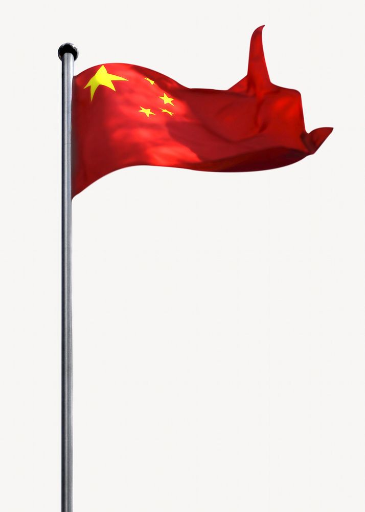 Flag of China isolated, off white design