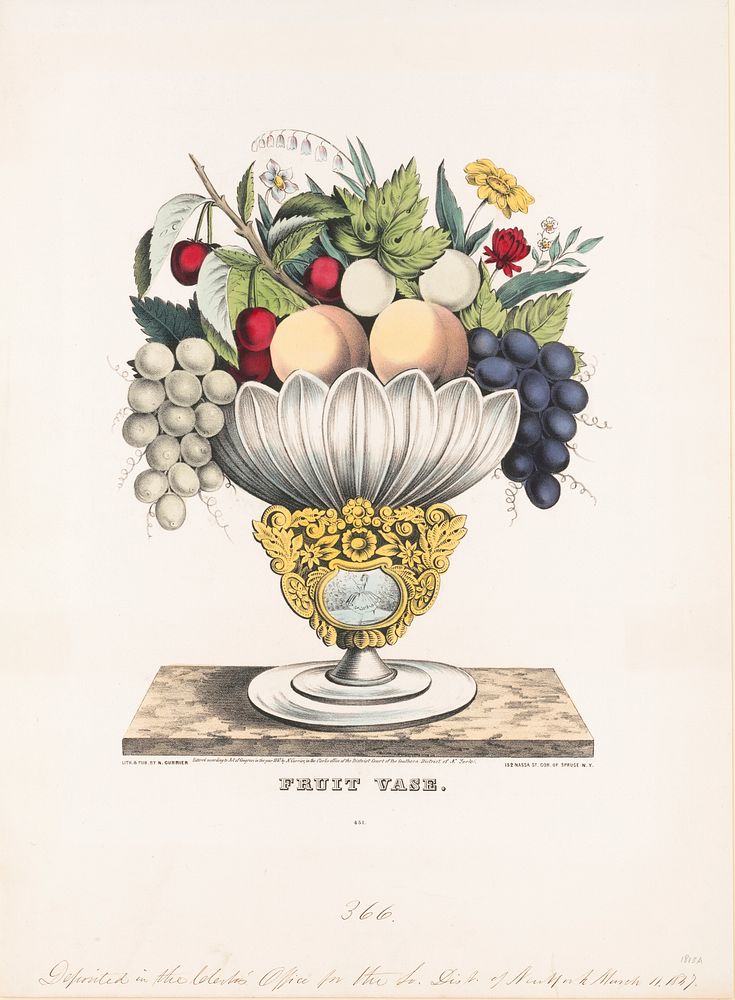 Fruit vase (1847) by Currier & Ives. 