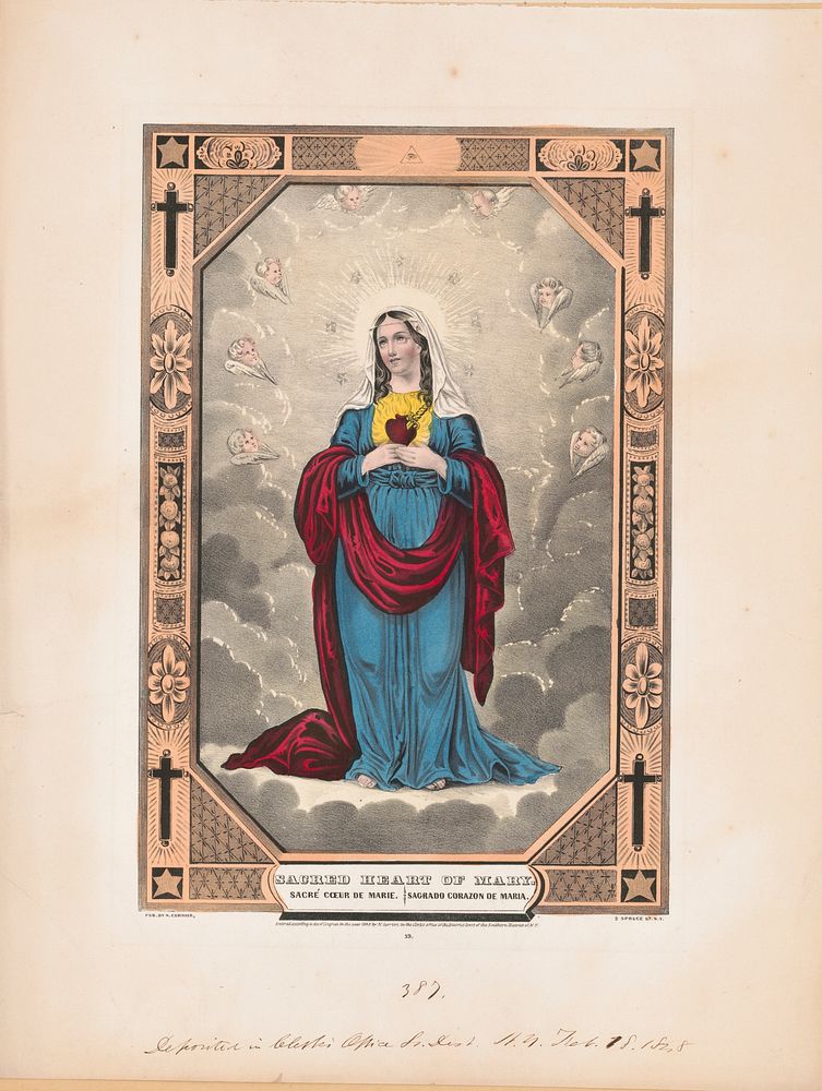 Sacred heart of Mary: sacre ́coeur de Marie  sagrado corazon de Maria (1848) by N. Currier