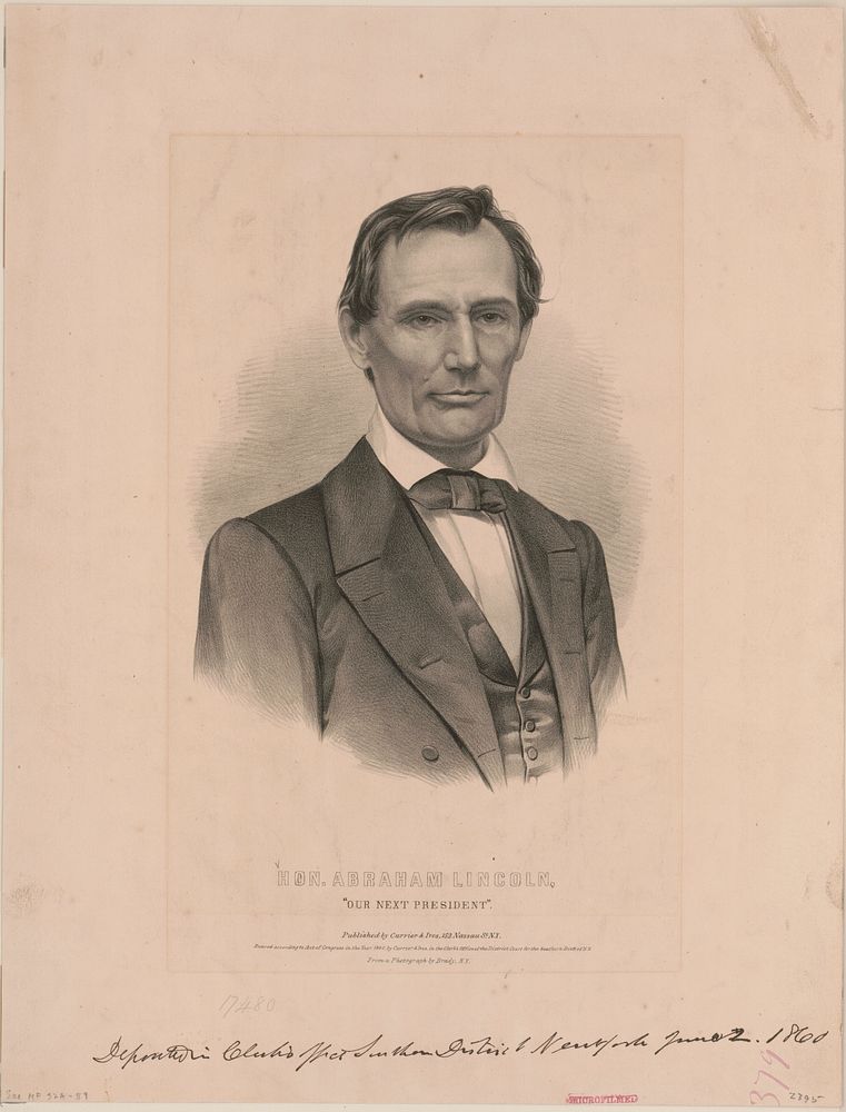 Hon. Abraham Lincoln: "our next president" (1860) by Currier & Ives