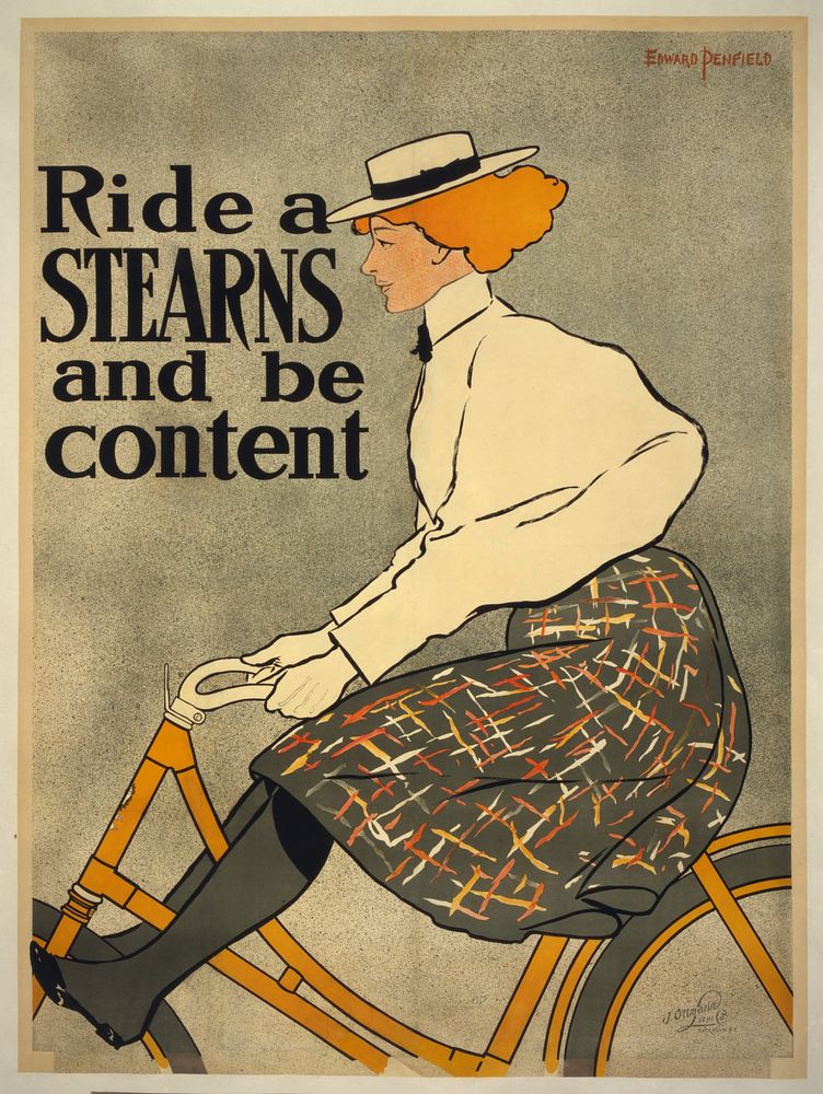 Ride a Stearns and be content (1896) print in high resolution by Edward Penfield. 
