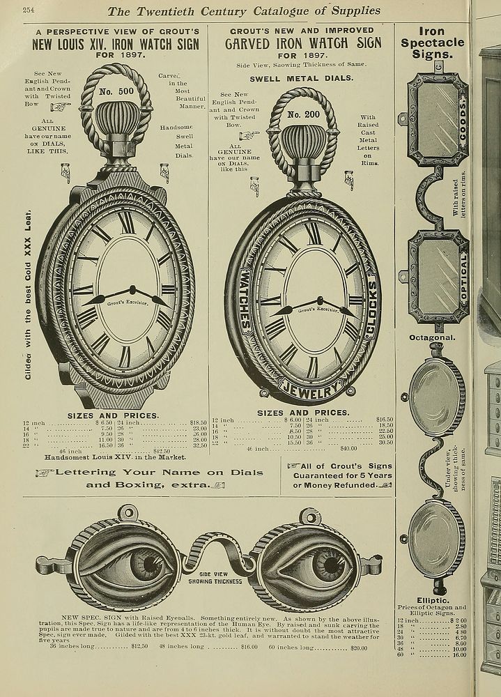 Vintage watch illustration from 20th century catalogue of supplies for watchmakers, jewelers and kindred trades (1899) by J.…