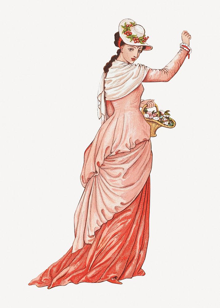 Walter Crane's Valentine, Victorian woman illustration psd.    Remastered by rawpixel
