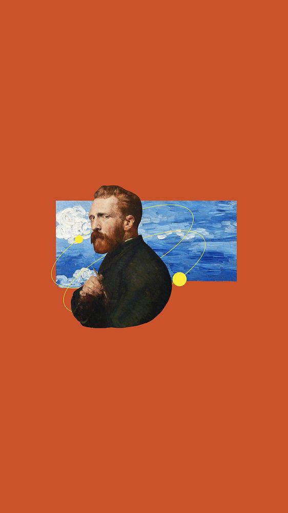Van Gogh iPhone wallpaper, dark orange design. Remixed by rawpixel.