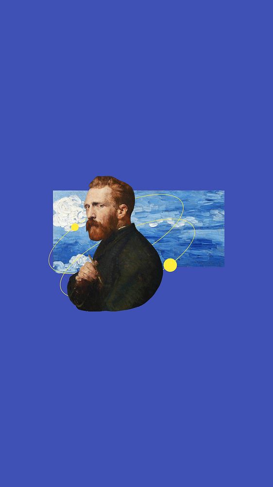 Van Gogh iPhone wallpaper, blue design. Remixed by rawpixel.