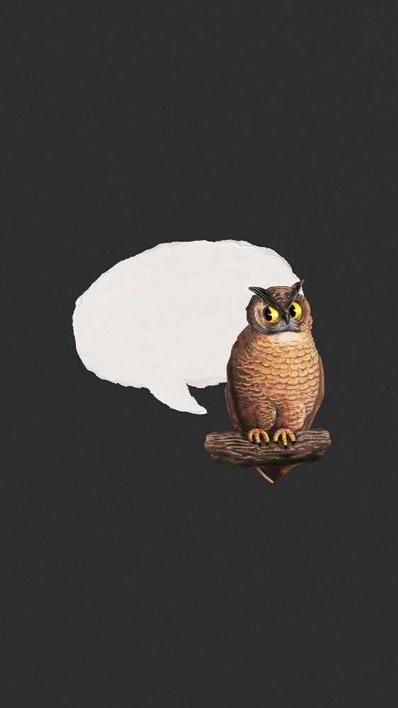 Owl iPhone wallpaper, speech bubble design. Remixed by rawpixel.