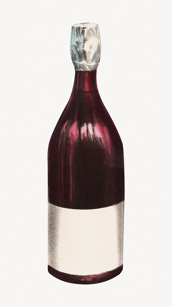 Red champagne bottle.   Remastered by rawpixel
