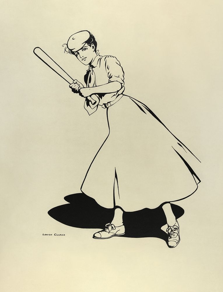 Princeton University woman baseball player (1905) by Louise Clarke. Original public domain image from the Library of…