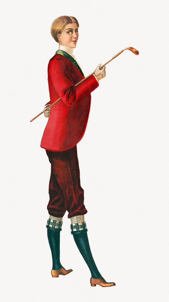 Golf boy, vintage illustration.  Remastered by rawpixel