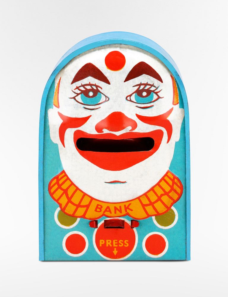 Vintage clown mechanical bank. Original from the Minneapolis Institute of Art.
