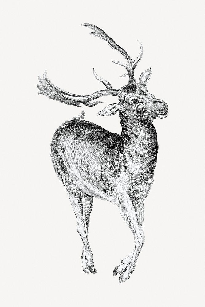 Wenceslaus Hollar's Stag collage element psd.    Remastered by rawpixel