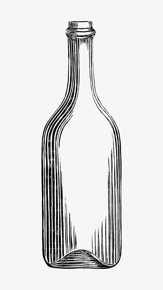 Wine bottle illustration.    Remastered by rawpixel