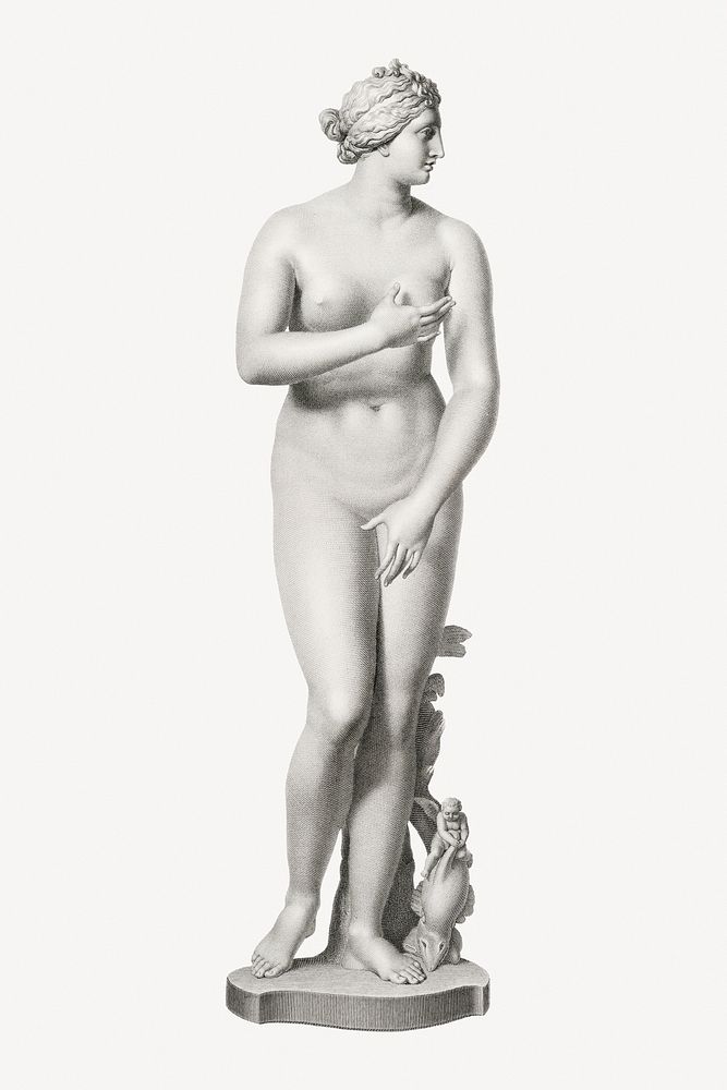 Nude Greek woman marble statue collage element psd.   Remastered by rawpixel