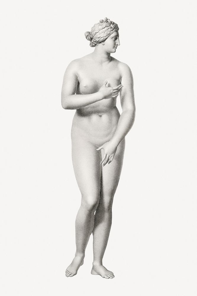 Nude Greek woman marble statue collage element psd.   Remastered by rawpixel