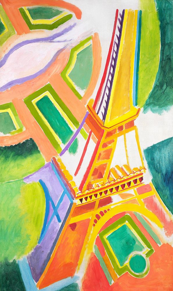 Robert Delaunay's Eiffel Tower (1924) painting. Original public domain image from the Saint Louis Art Museum. Digitally…
