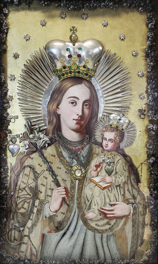 Painting of the Madonna and Child from the St. Laurence's Church in Těrlicko-Kostelec (1850). Original public domain image…