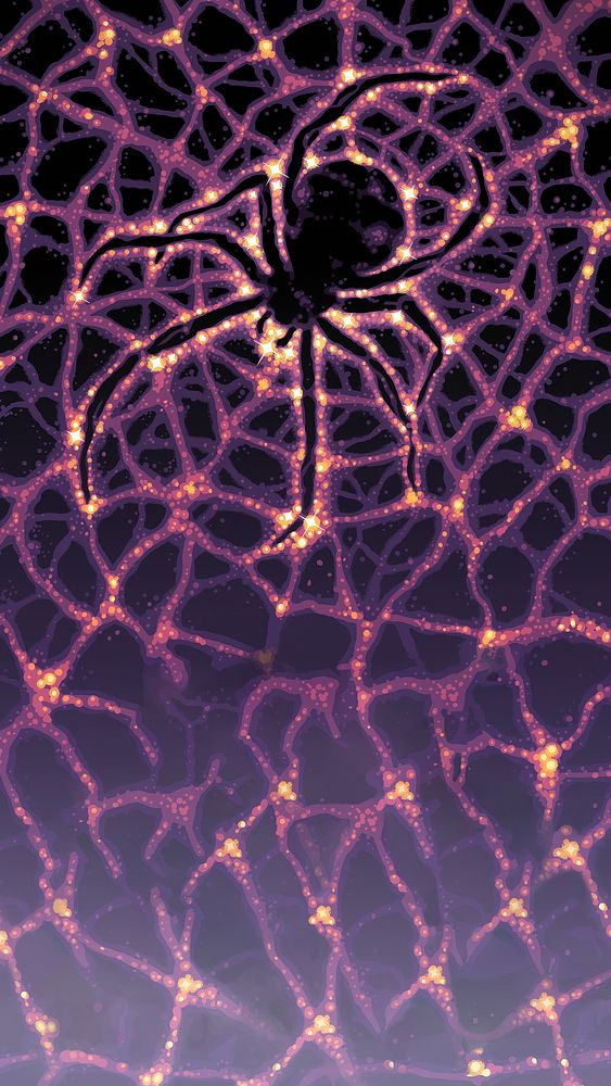 Spider web iPhone wallpaper, abstract purple Sci-Fi design.   Remixed by rawpixel.