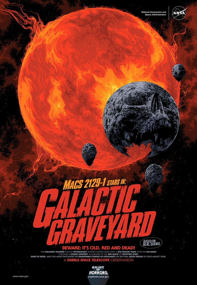 Galactic Graveyard (2021) Sci-Fi galaxy art poster. Original public domain image from NASA. Digitally enhanced by rawpixel.