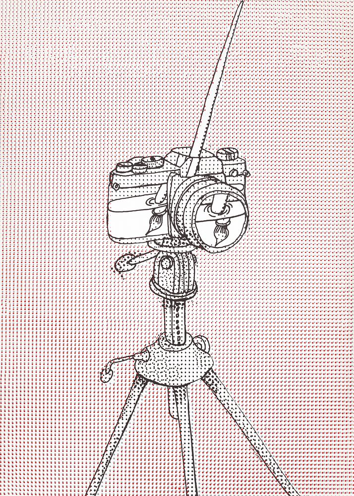 Vintage film camera illustration, paintbrush inside design.  Remixed by rawpixel.