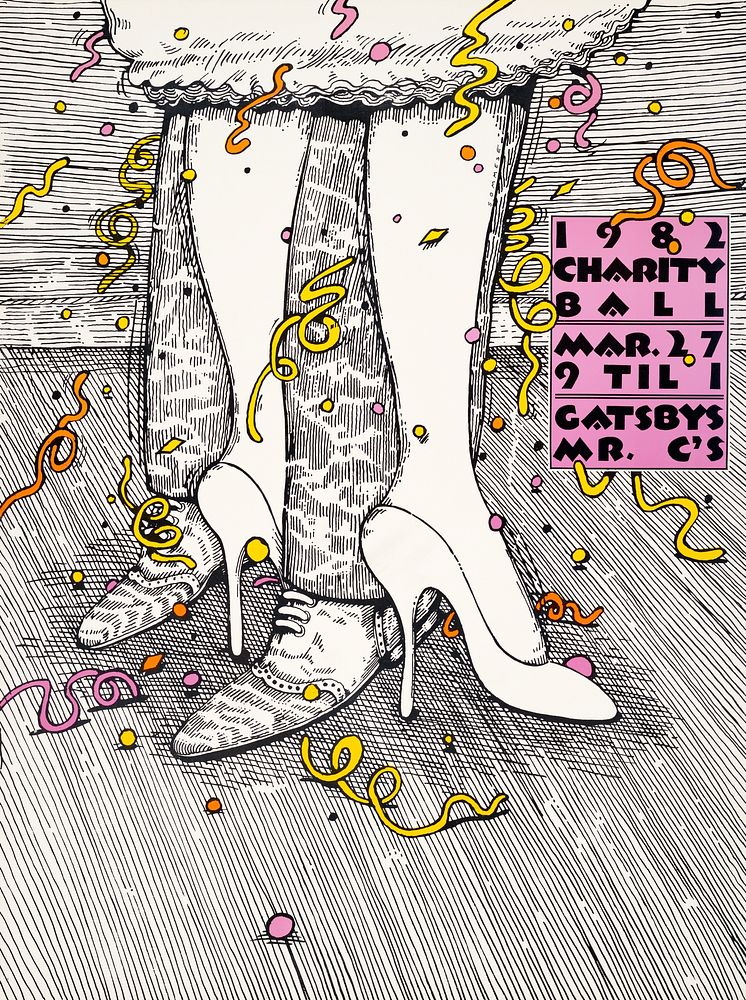 Charity ball - March 27 9 til 1 - Gatsby's Mr. C's (1982) poster by Lanny Sommese. Original public domain image from the…