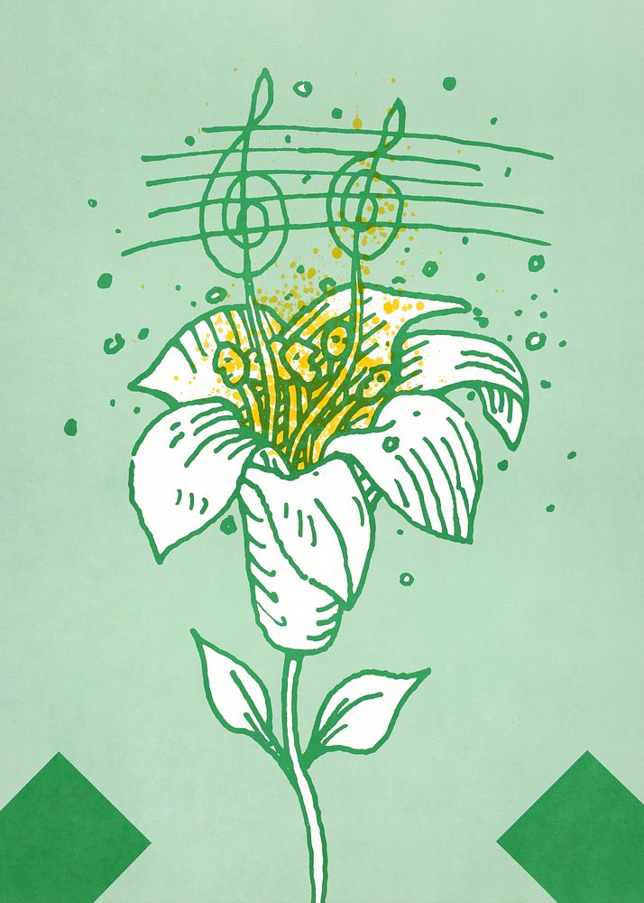 Penn State glee club, green flower illustration.   Remixed by rawpixel.