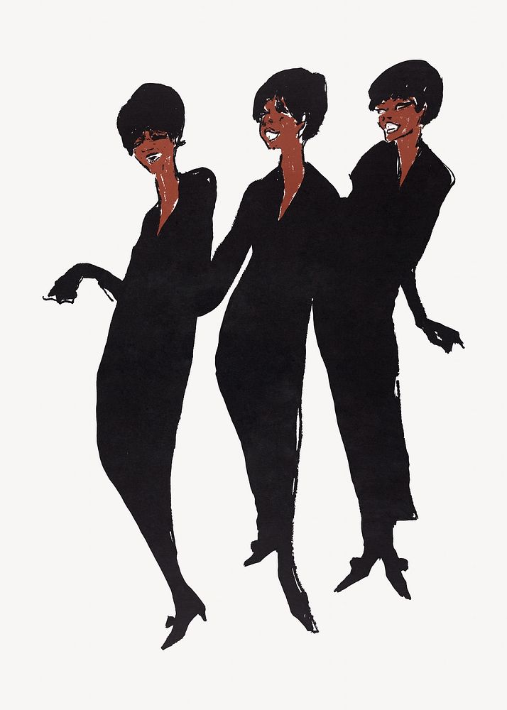 Three women, vintage character illustration.   Remixed by rawpixel.