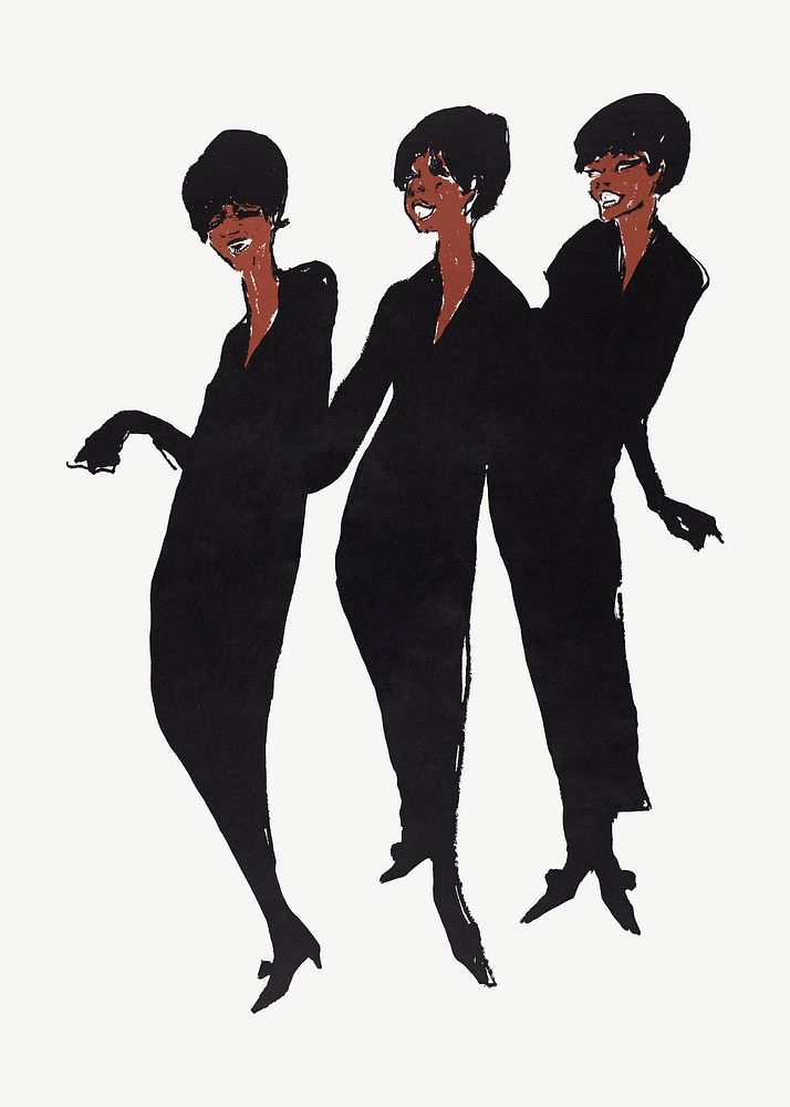 Three women, vintage character clipart psd.   Remixed by rawpixel.