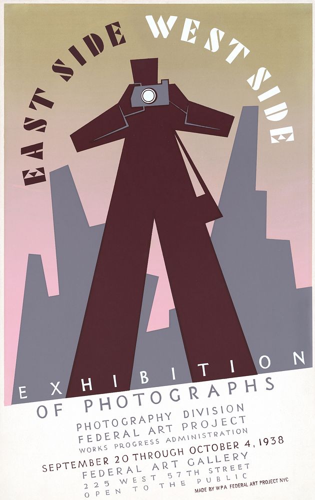 East side, West side exhibition of photographs (1938) vintage poster by Anthony Velonis. Original public domain image from…