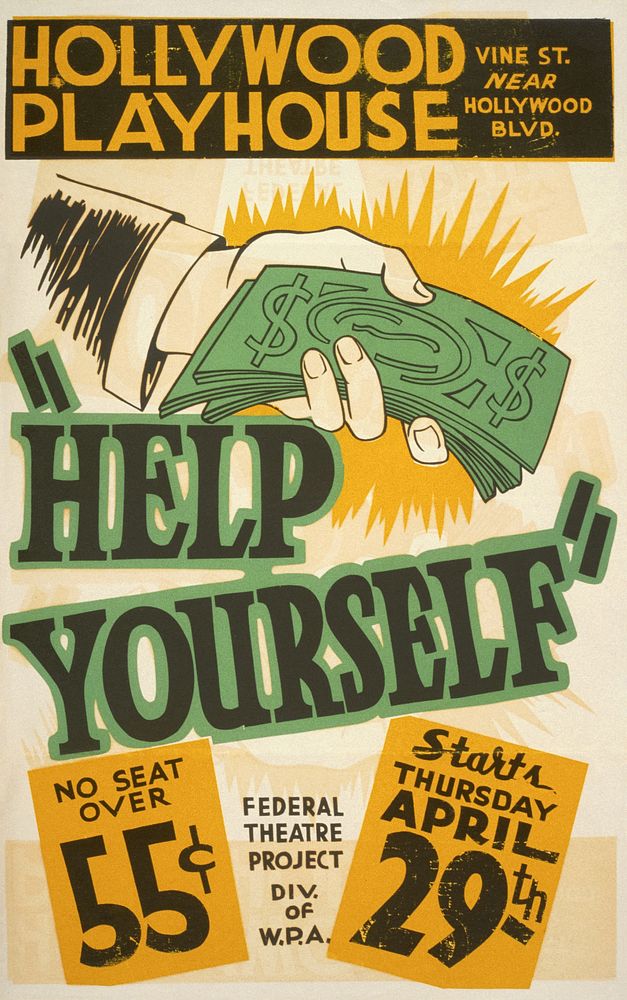 "Help yourself" (1937) vintage poster by Federal Theatre Project (U.S.). Original public domain image from the Library of…