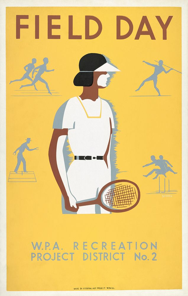 Field day--WPA recreation project, Dist. No. 2 / Beard. (1939) poster. Original public domain image from the Library of…
