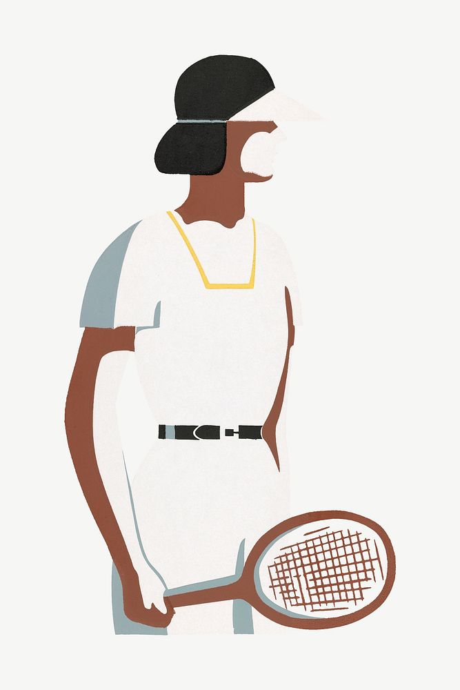 Female tennis player clipart psd.  Remixed by rawpixel.