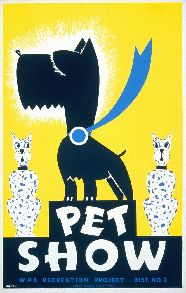 Pet show WPA recreation project, Dist. No. 2 (1936) vintage poster by Arlington Gregg. Original public domain image from the…