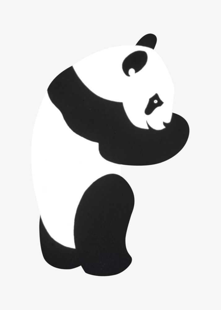 Cute panda, animal collage element psd.   Remixed by rawpixel.