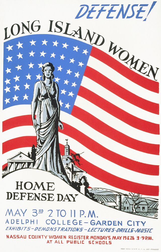 Defense! Long Island women : Home defense day (1941) poster by Federal Art Project. Original public domain image from the…