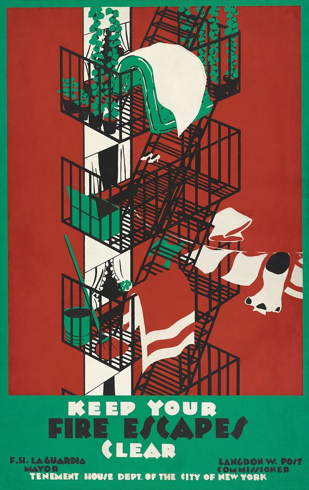 Keep your fire escapes clear (1936) poster by Federal Art Project. Original public domain image from the Library of…