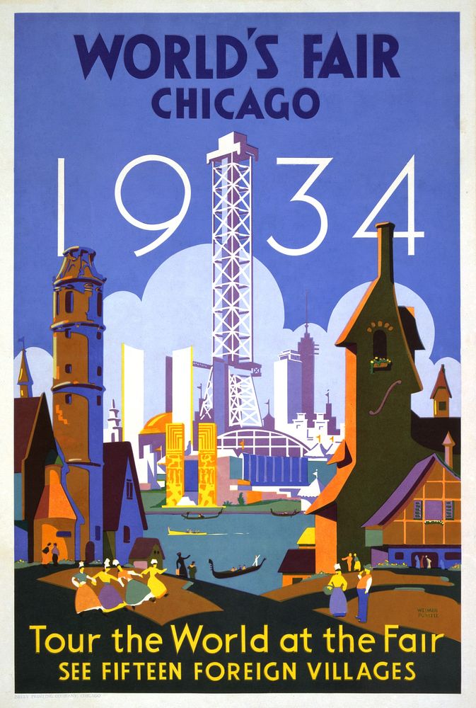 World's fair - Chicago - (1934) vintage poster by Weimer Pursell. Original public domain image from the Library of Congress.…