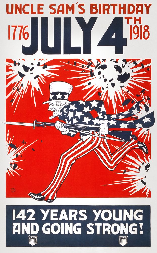 Uncle Sam's birthday July, 4th poster (1918). Original public domain image from the Library of Congress. Digitally enhanced…