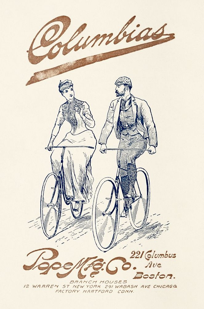Tourists' manual and book of information of value to all bicyclers (1892) vintage poster by Pope Manufacturing Co., Original…