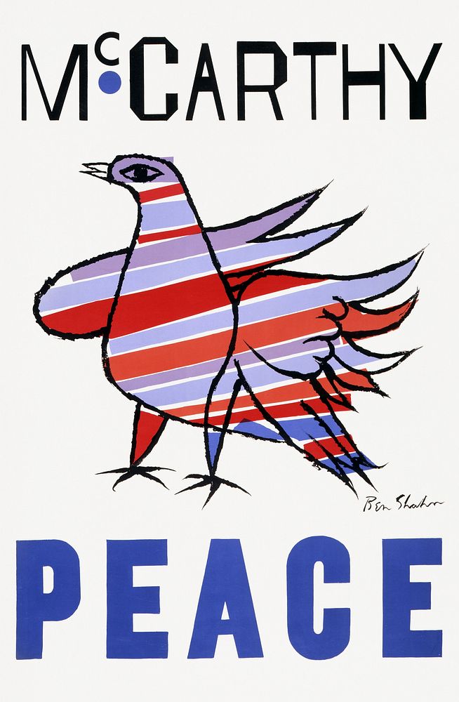 McCarthy Peace (1968) bird poster by Ben Shahn. Original public domain image from the Library of Congress. Digitally…