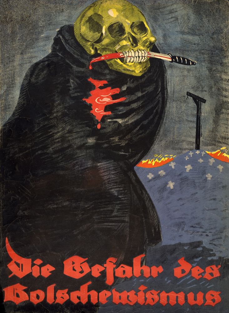 The danger of Bolshevism (1919) skeleton poster by Rudi Feld. Original public domain image from the Library of Congress.…