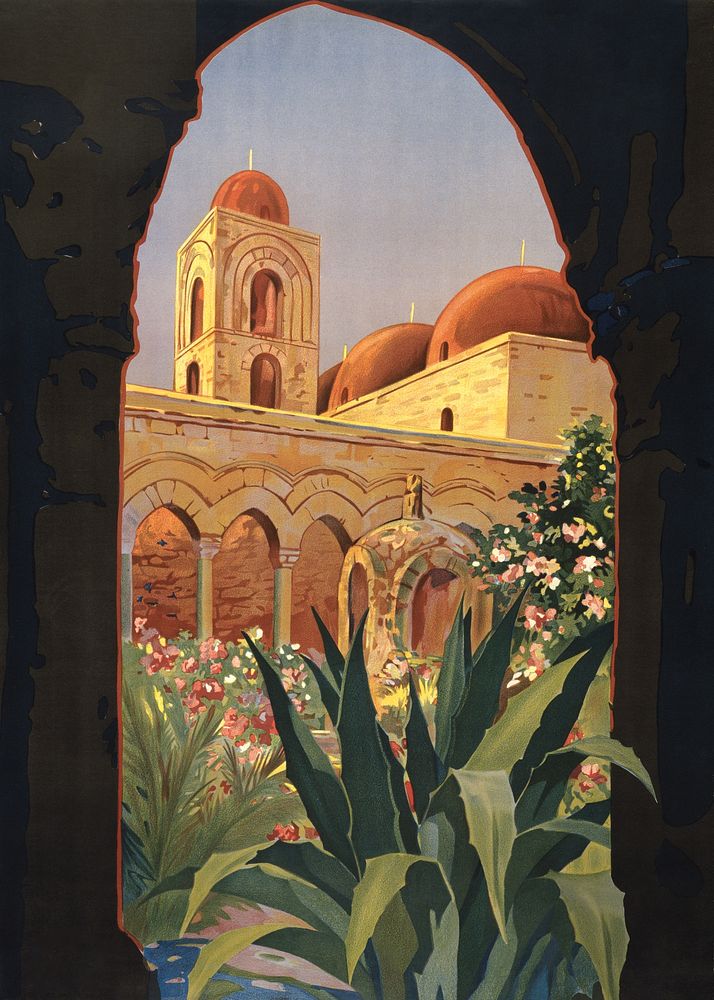 Palermo (Sicilia),  vintage poster.   Remixed by rawpixel.