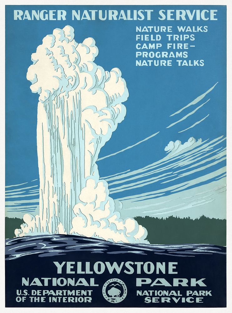 Yellowstone National Park, Ranger Naturalist Service (1938) vintage poster by C. Don Powell. Original public domain image…